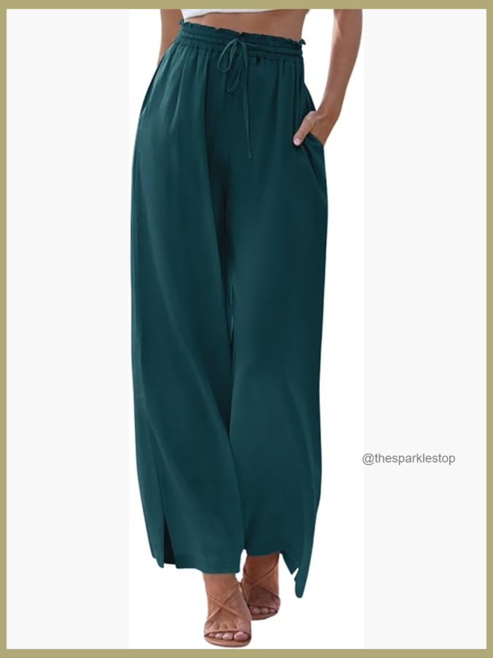 Wide Leg Palazzo Lounge Pants with Pockets Elastic Waist Drawstring Boho